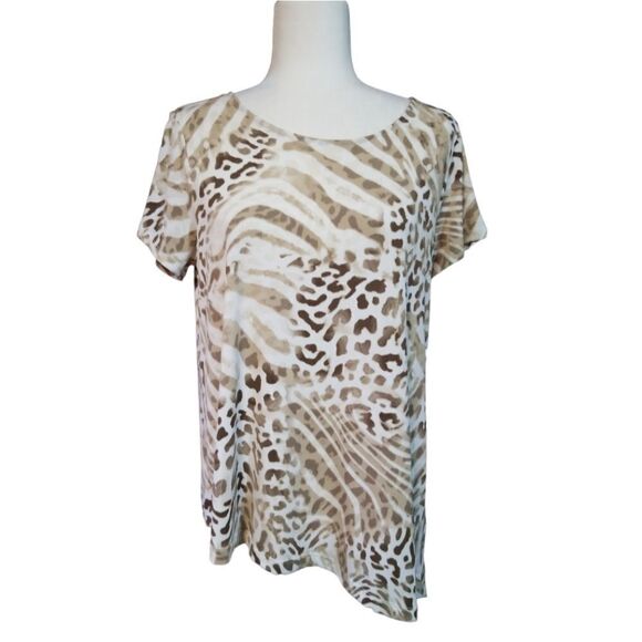 Chico's Short Sleeve Animal Print Top Size Medium - Picture 9 of 9